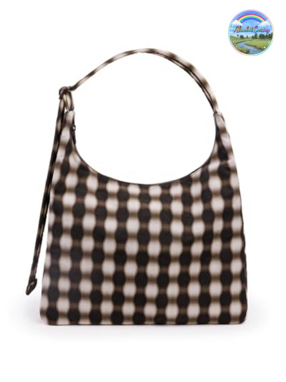Nylon Shoulder Bag with Adjustable Quilted Strap, Interior Zip Pocket